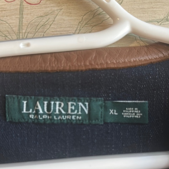 Lauren Ralph Lauren Black Cropped Jean Jacket Crew Neck - Picture 3 of 3